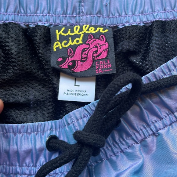 Killer Acid Psychedelic Swim Trunks Shorts Fully Lined Logo Purple - Picture 4 of 8